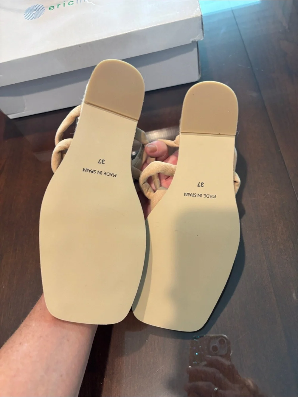 Eric Michael Braided Hope Slide Sandals in Beige size 7